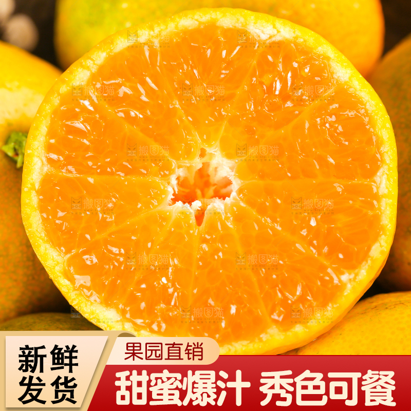 一堆新鲜的蜜桔