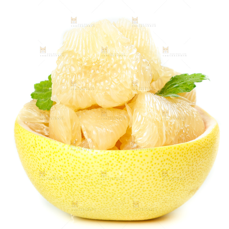 白底上放着白心蜜柚