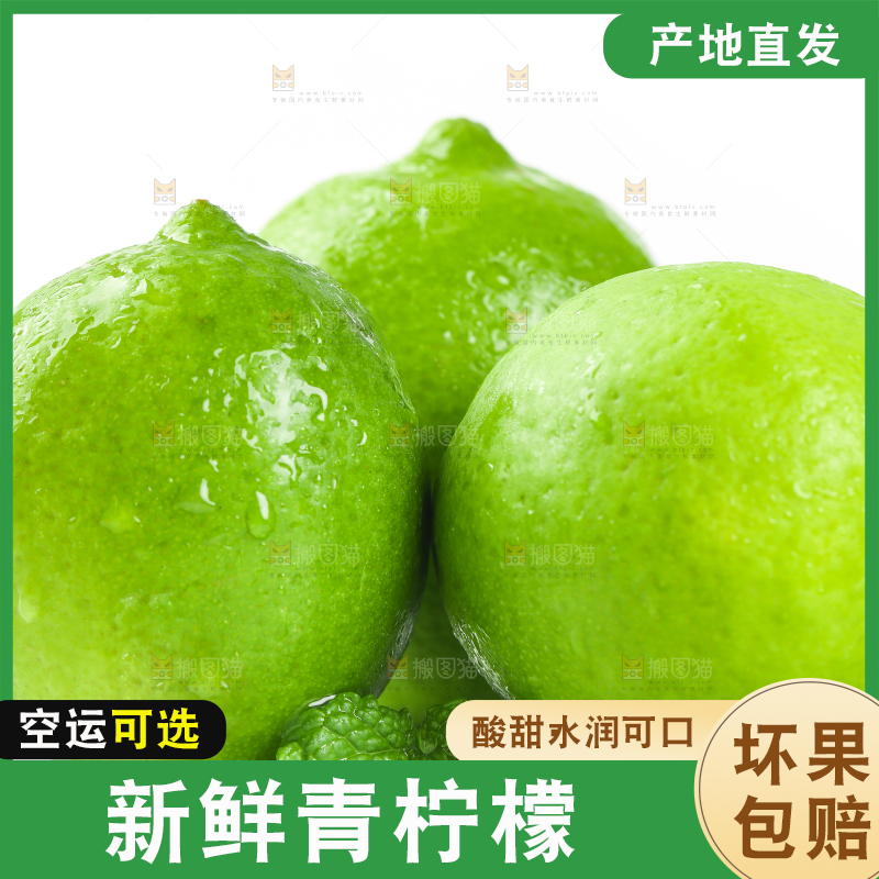 白底上的青柠檬