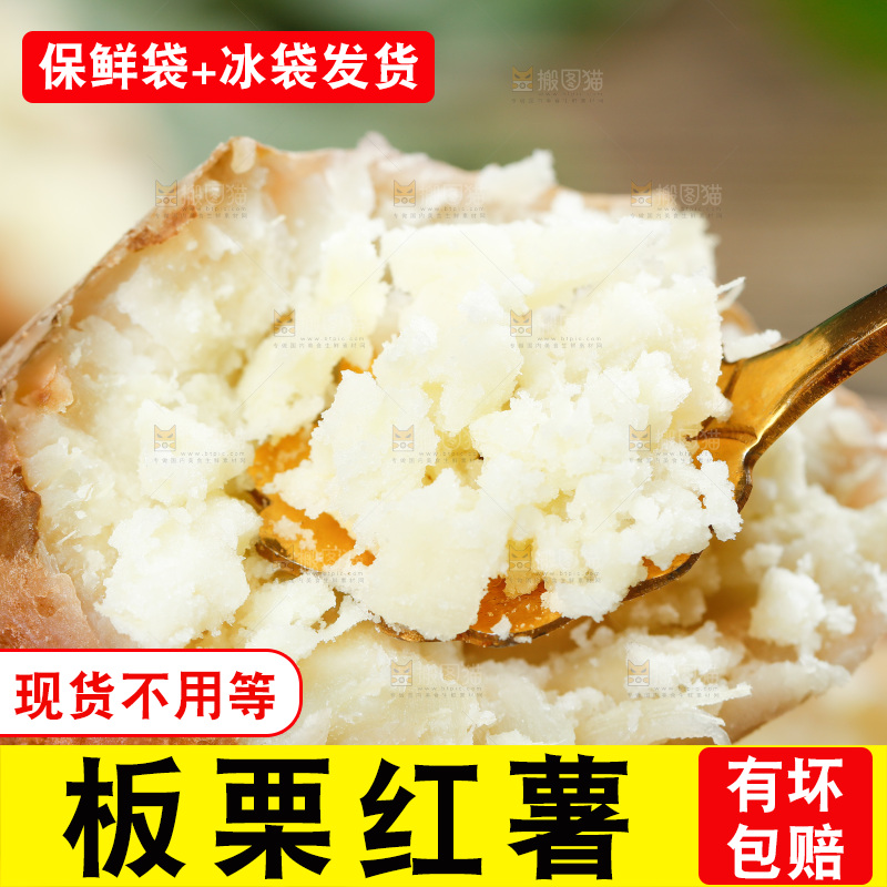 勺子上挖着蒸熟的板栗薯