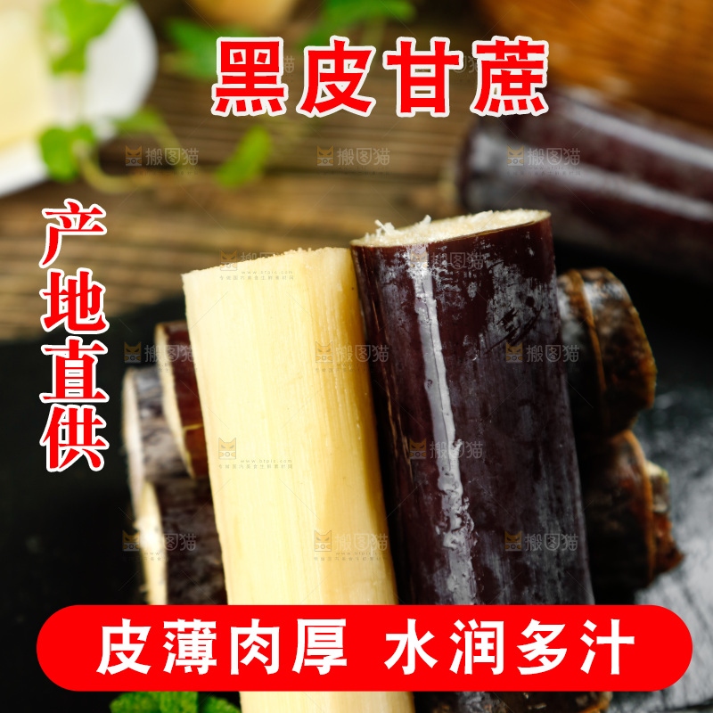 黑底上放着果蔗