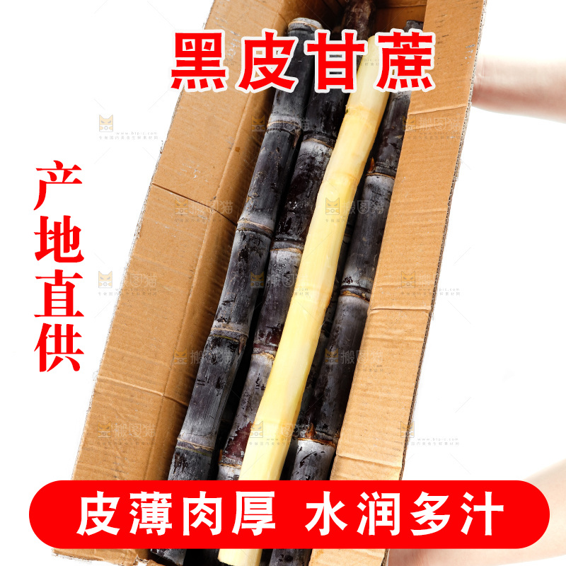 手上端着一箱广西黑皮甘蔗