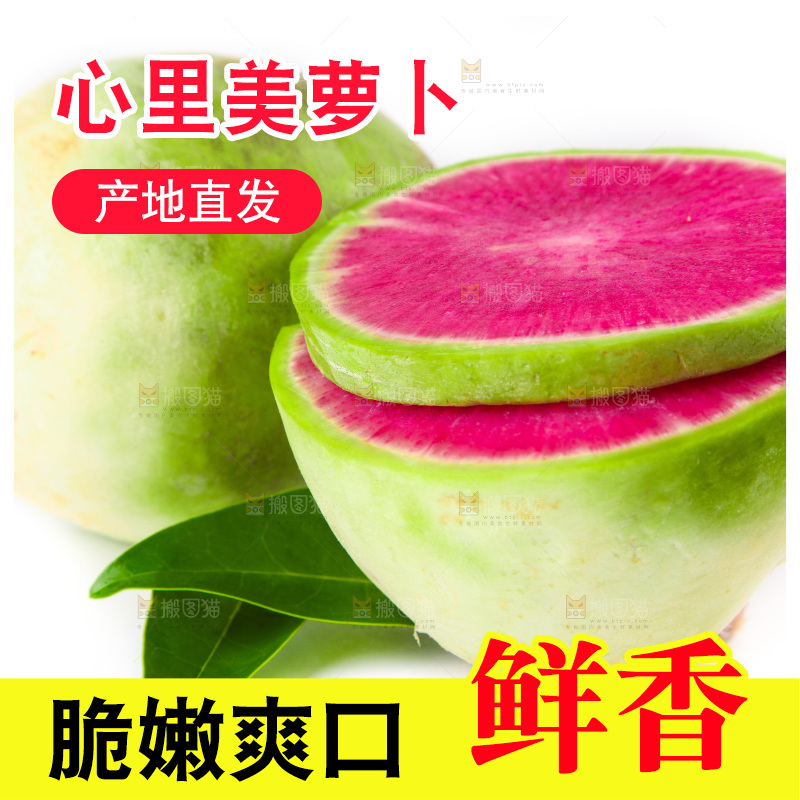 白底上的心里美萝卜