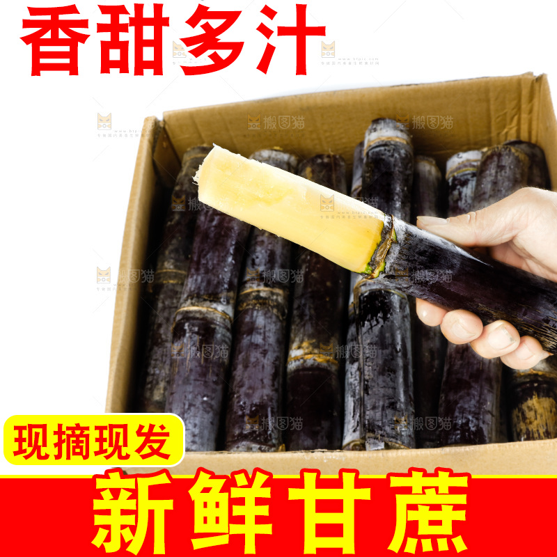 手上拿着甘蔗