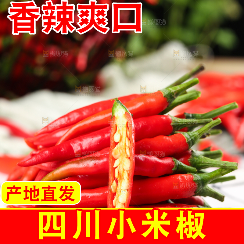 格子底上摆放着红尖椒