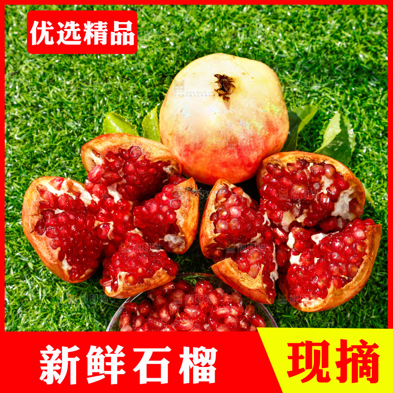 绿地上摆放着石榴