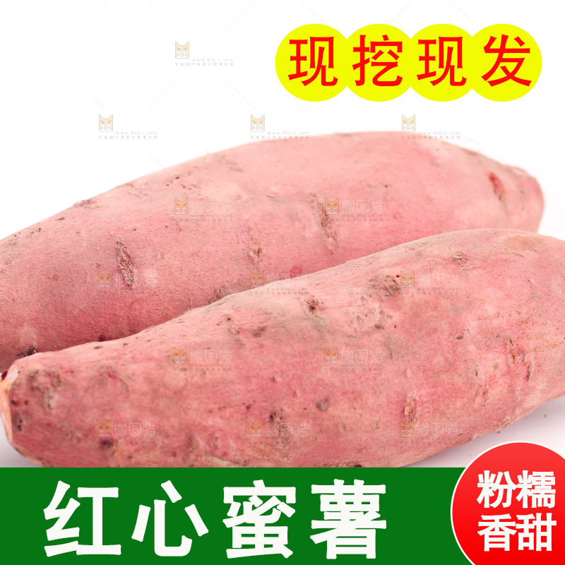 白底上摆放着蜜薯