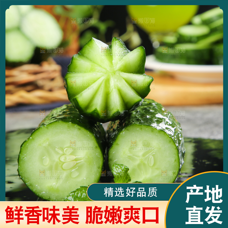 黑底上放着黄瓜