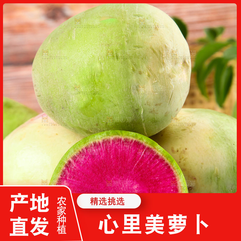 浅底上摆放着心里美萝卜