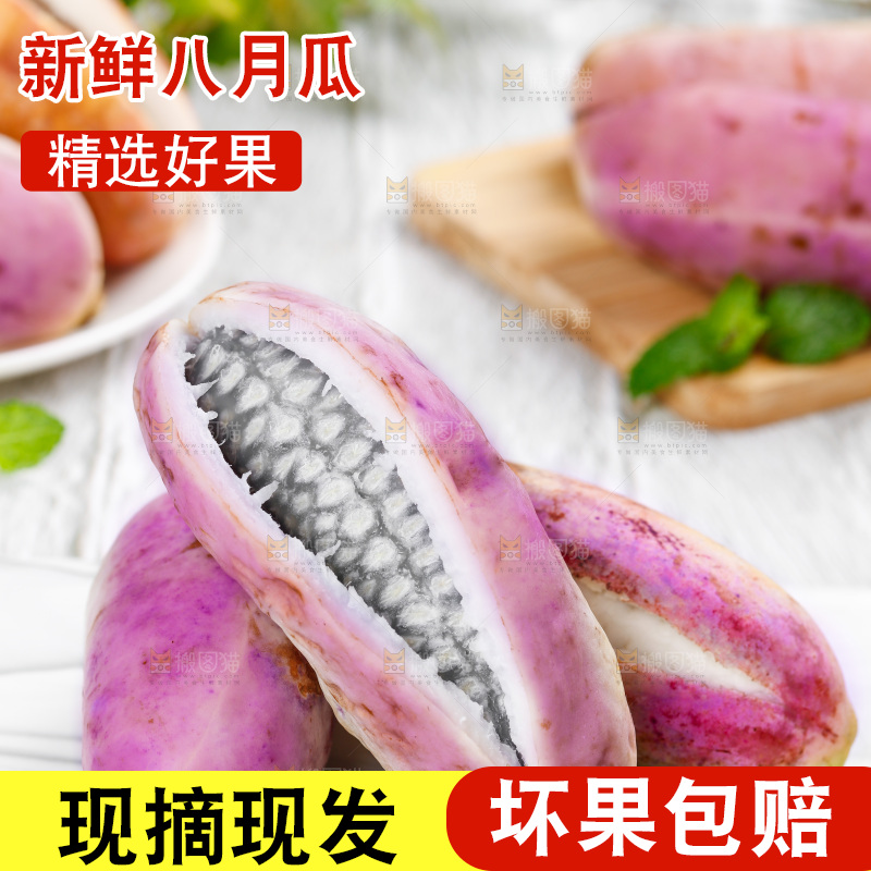 白底上摆放着八月瓜