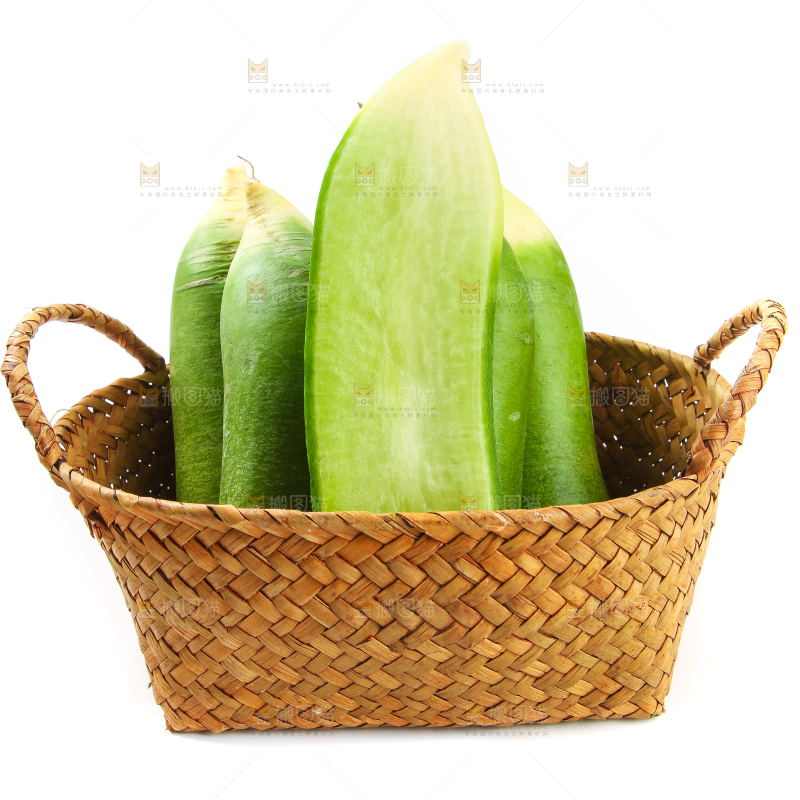 篮子里放着绿心萝卜