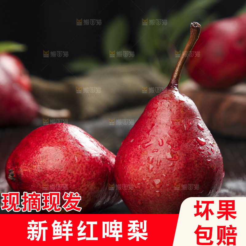 黑底上的红啤梨