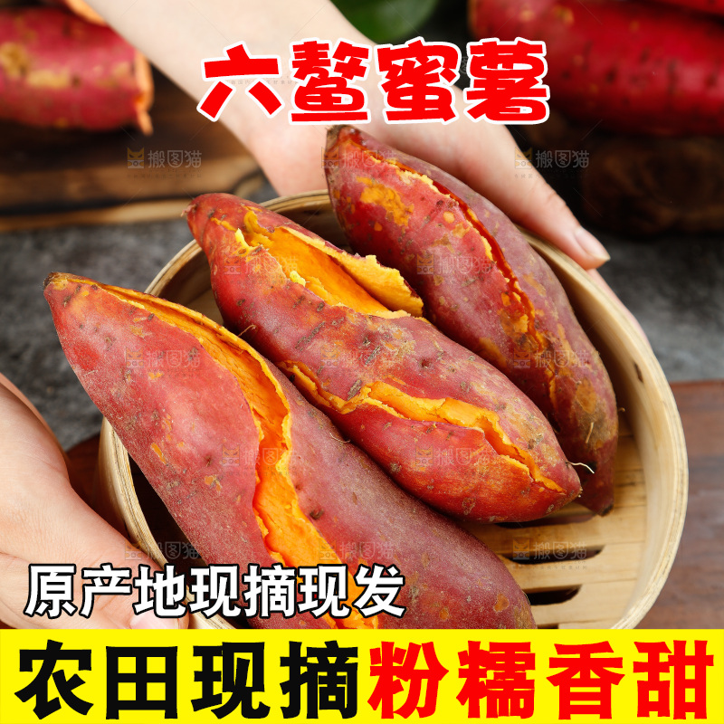 手里拿着红蜜薯