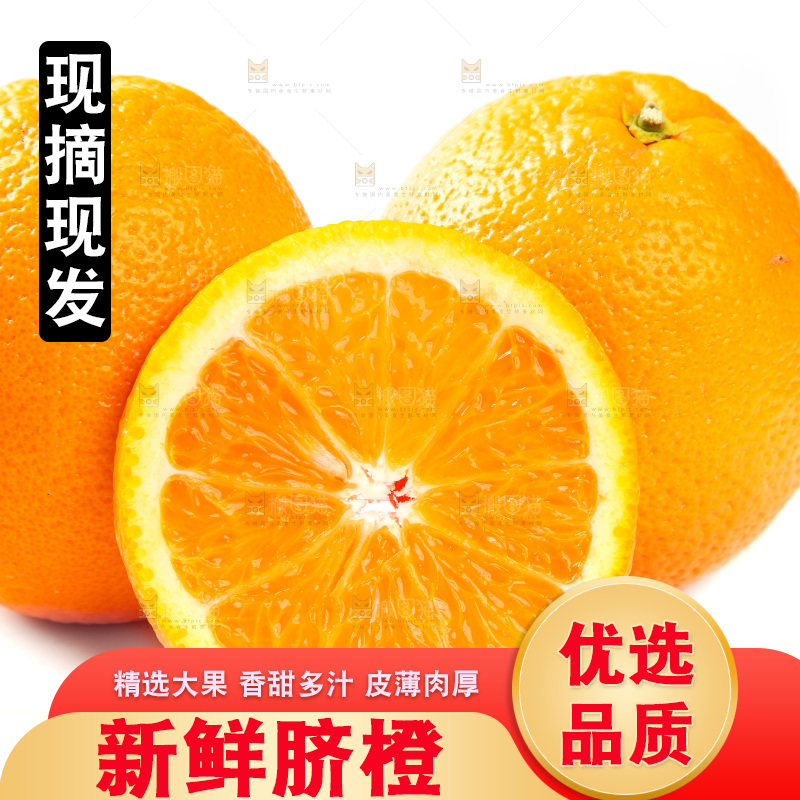 白底上摆放着橙子