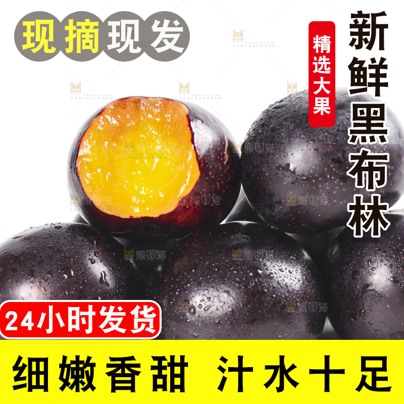 白底上的黄肉黑布李