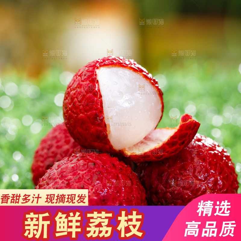 草地上的荔枝