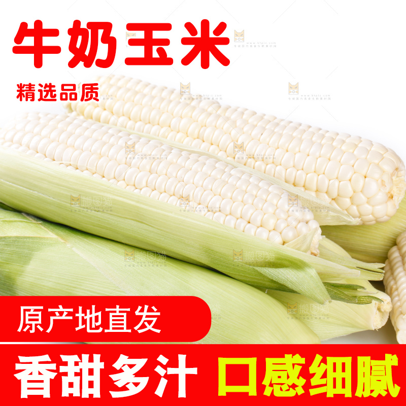 白底上放着牛奶玉米