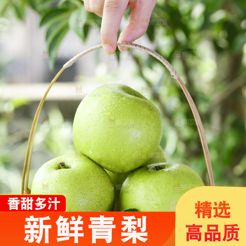 手拿一盘青皮翠冠梨