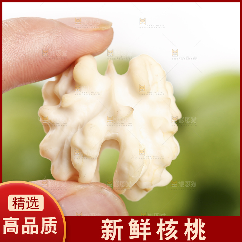 手拿新鲜核桃果仁