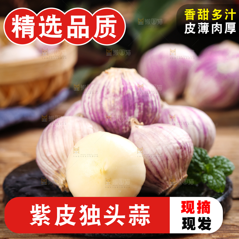 木底上摆放着紫皮独蒜