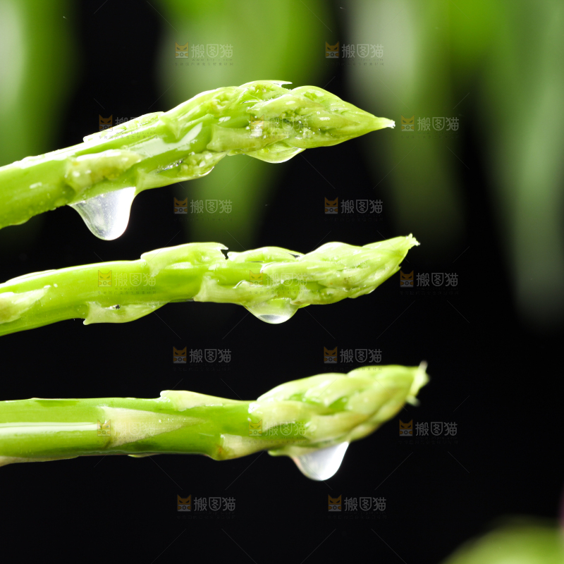 黑石板上的新鲜青芦笋