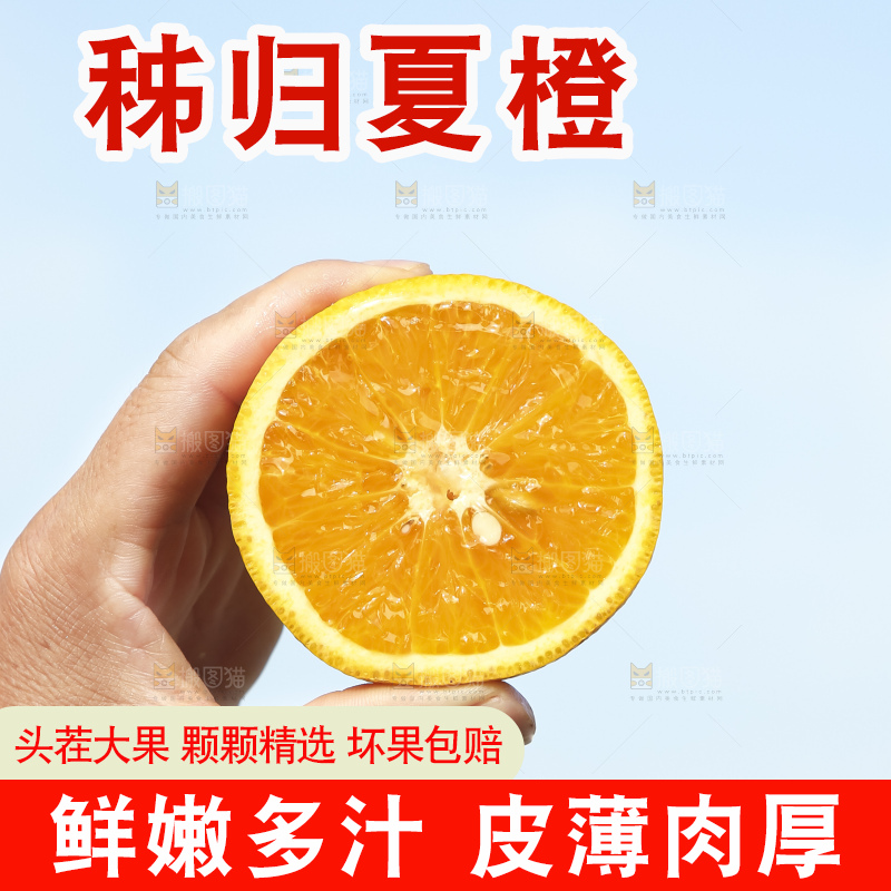 手拿切开的夏橙