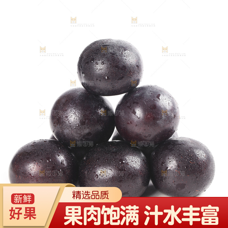 白底上的黄肉黑布李