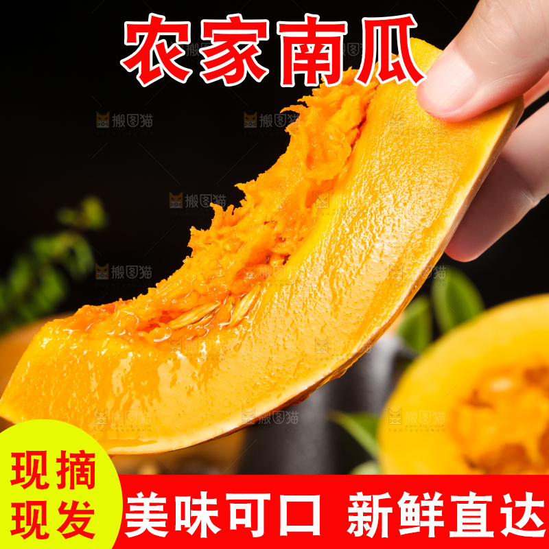 手拿切开的老南瓜