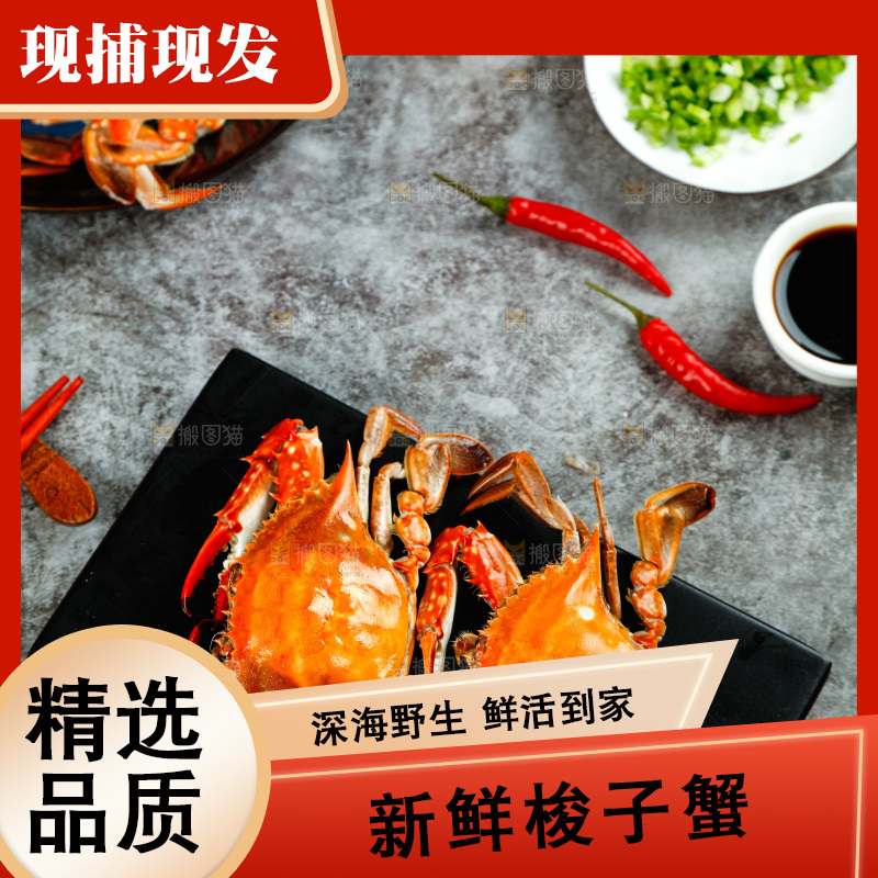 石板上放着一盘梭子蟹