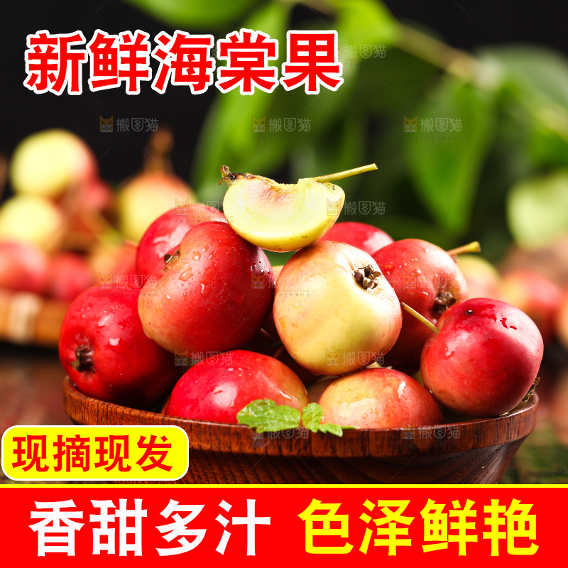 黑底上放着一筐东北海棠果