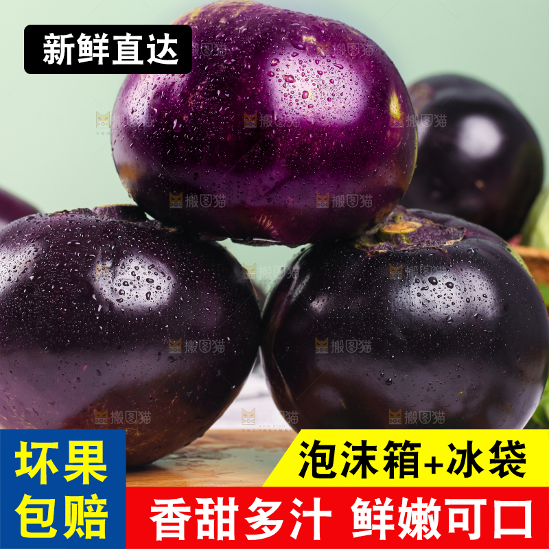 木板上的紫圆茄子