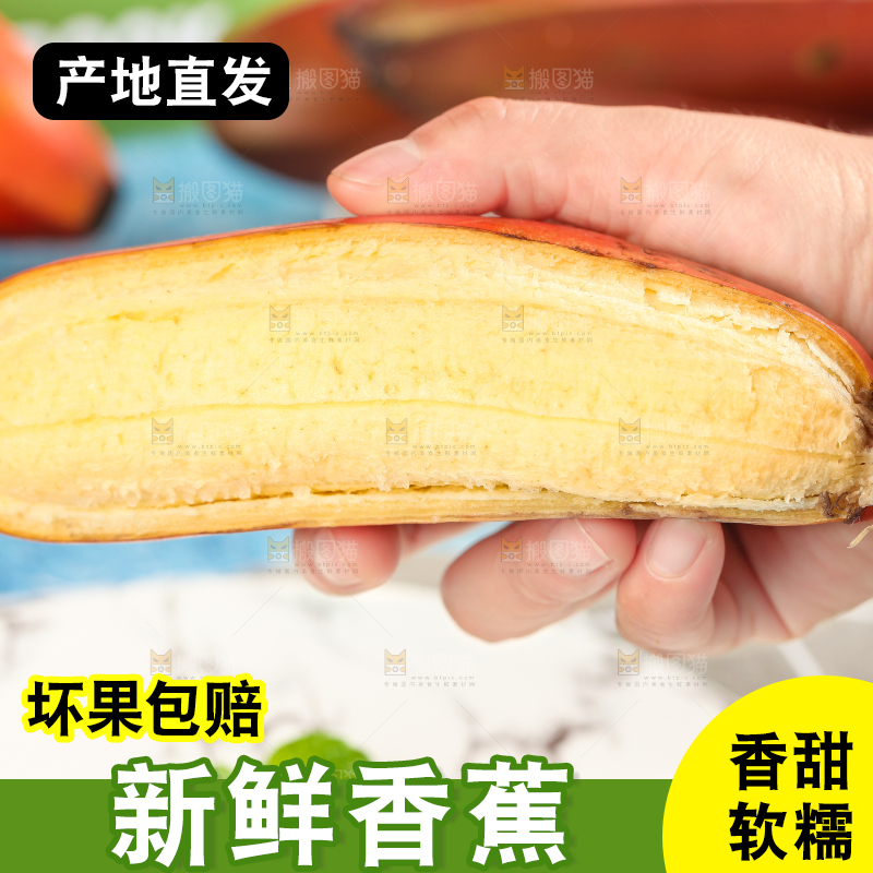 浅底上手拿剥皮的红皮香蕉