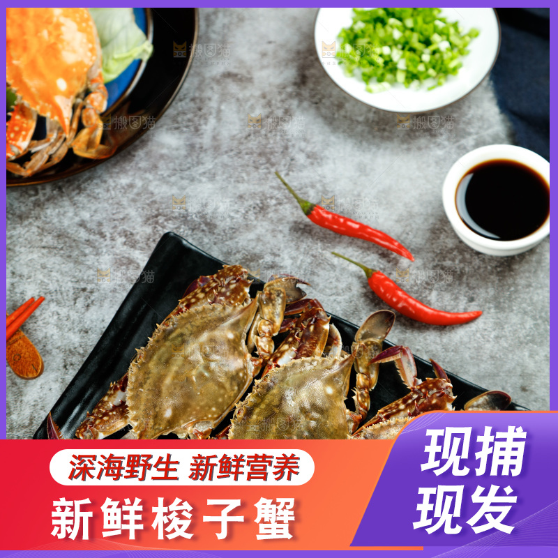 石板上放着一盘梭子蟹