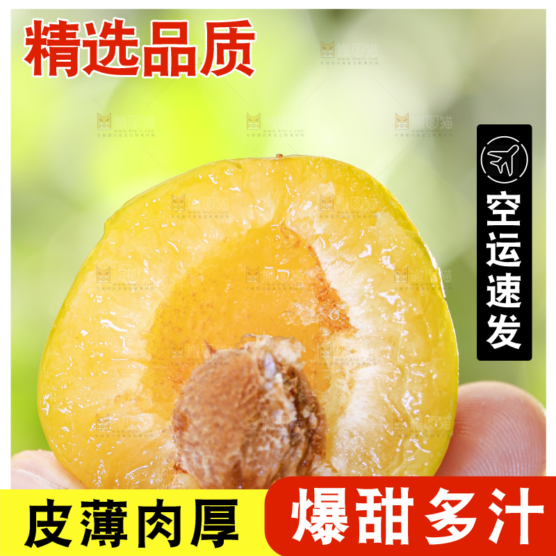 手拿掰开的黄金奈李