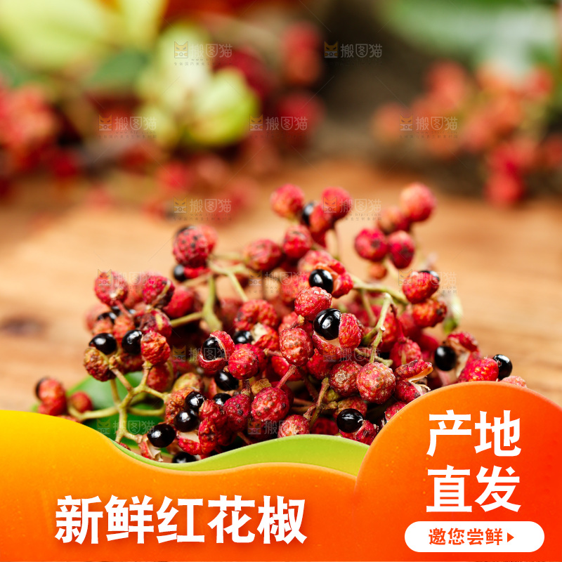 木底上的红花椒