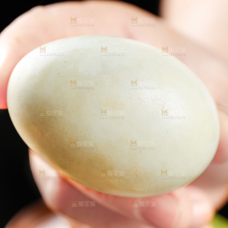 木底上手拿一个海鸭蛋