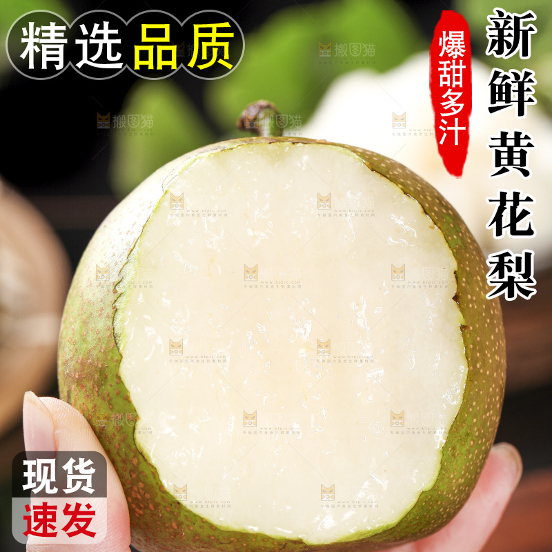 手拿一个切开的黄花梨