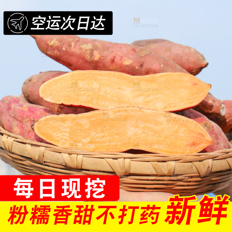 农民手里端着一盘红心红薯