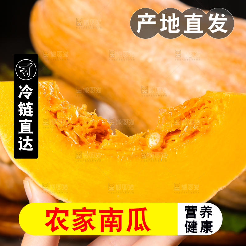 手拿切开的老南瓜