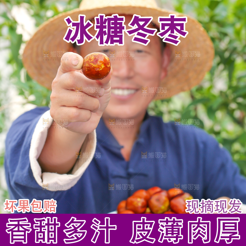 农民手里端着一盘冬枣