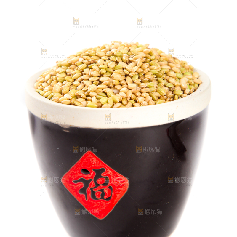 白底上放着一缸绿香米