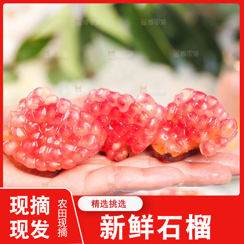 手拿石榴果肉