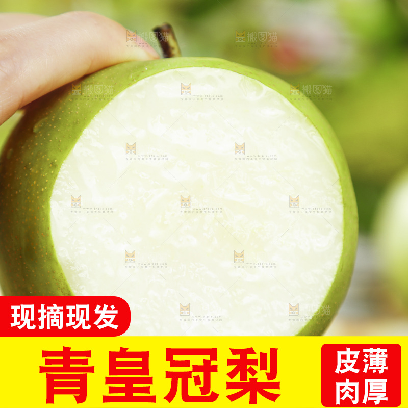 浅底上手拿着一个切开的苹果梨