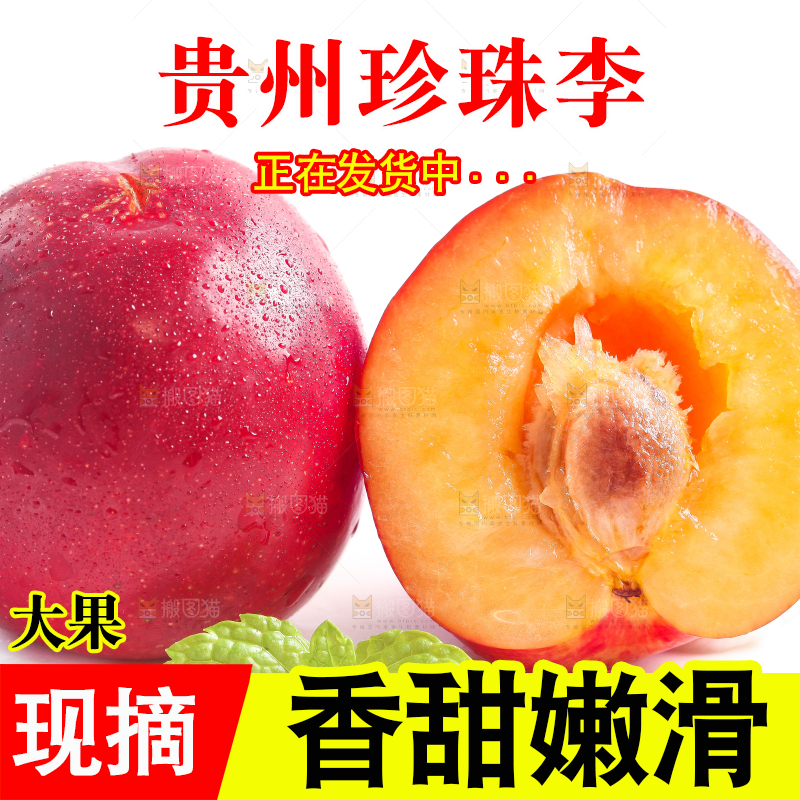 掰开的珍珠李放在白底上