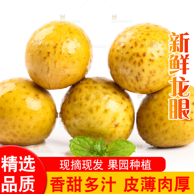 白底上的新鲜龙眼