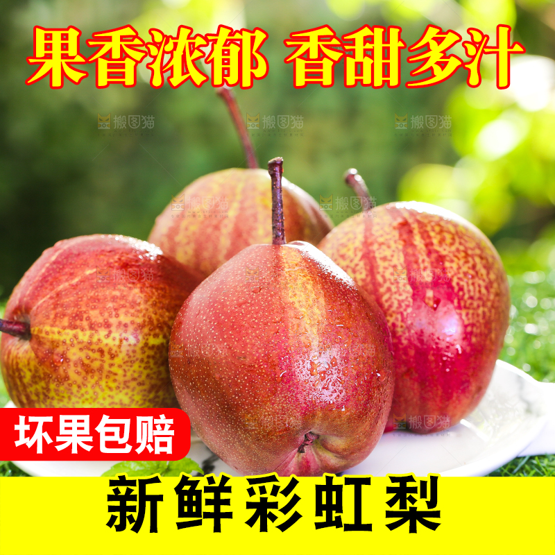 草地上放着一盘彩虹梨