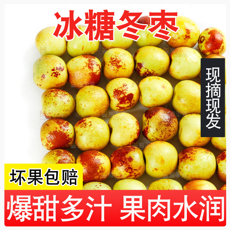 白底上的新鲜冬枣