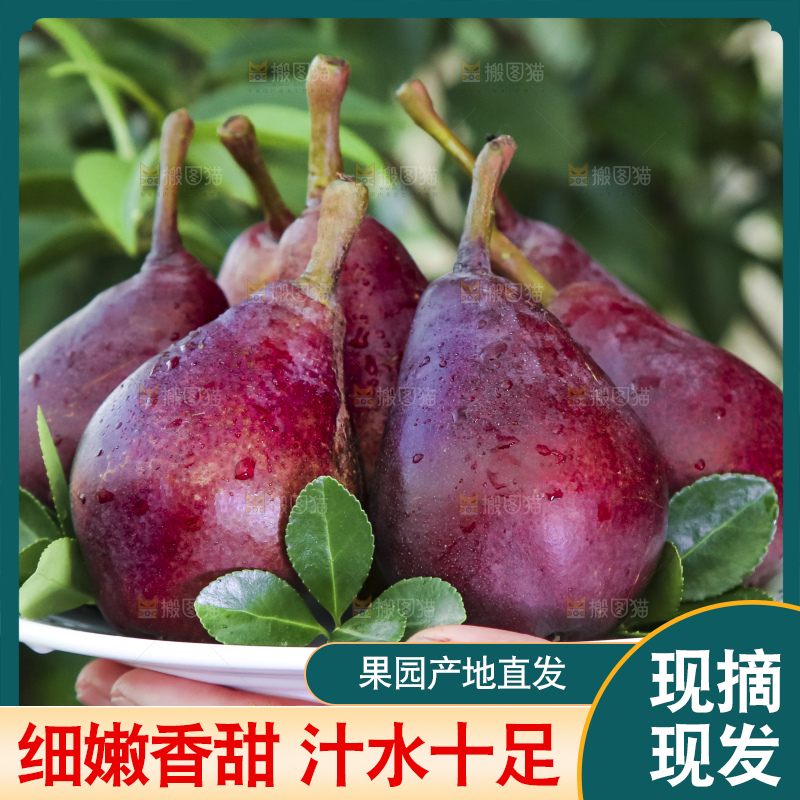 手拿一盘红啤梨