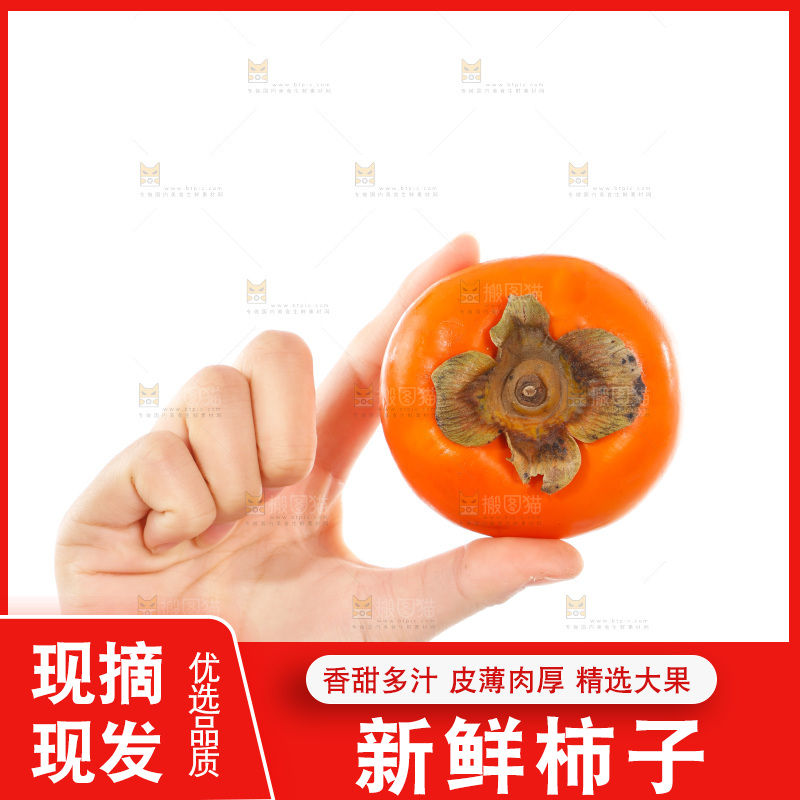 手里拿着柿子