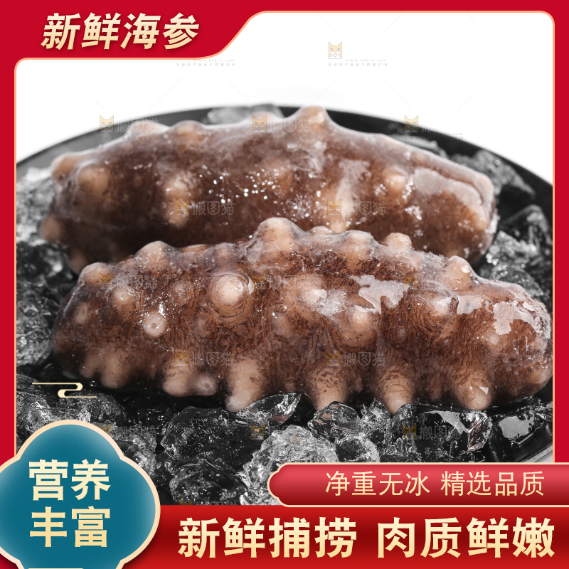 白底上放着一盘冰镇海参